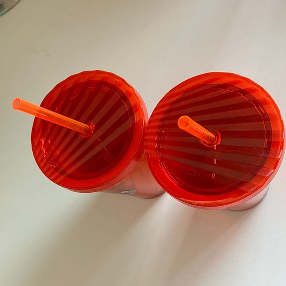 Starbucks Vibrant orange insulated cold beverage Tumblers with Straws - Picture 6 of 14